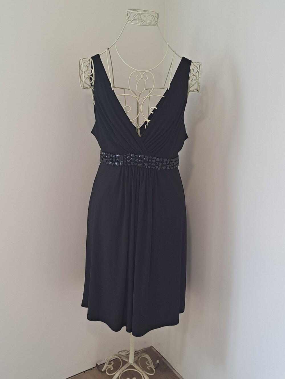 Y2K Studio Y black Beaded Mobwife Coquette Cocktail Summer Sleeveless Dress XL.